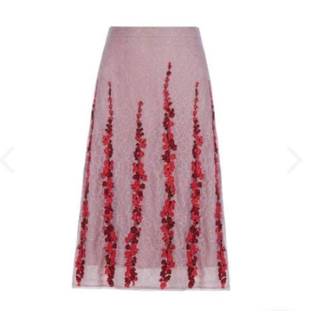 BCBG MaxAzria Floral Embroidered Midi Skirt